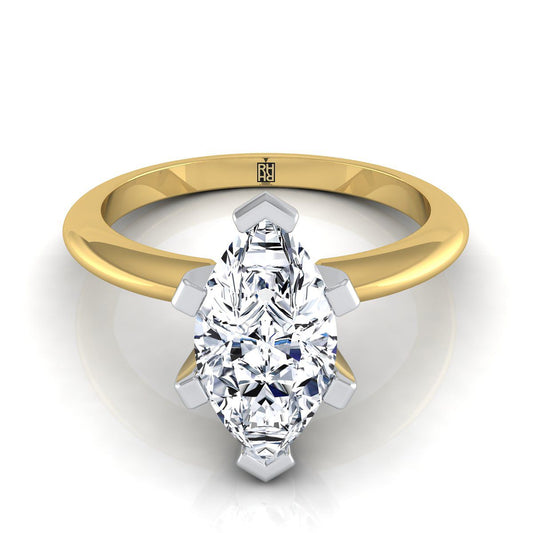 แหวนหมั้นเพชรสีเหลืองทอง 18K Marquise Classic Low Base Solitaire