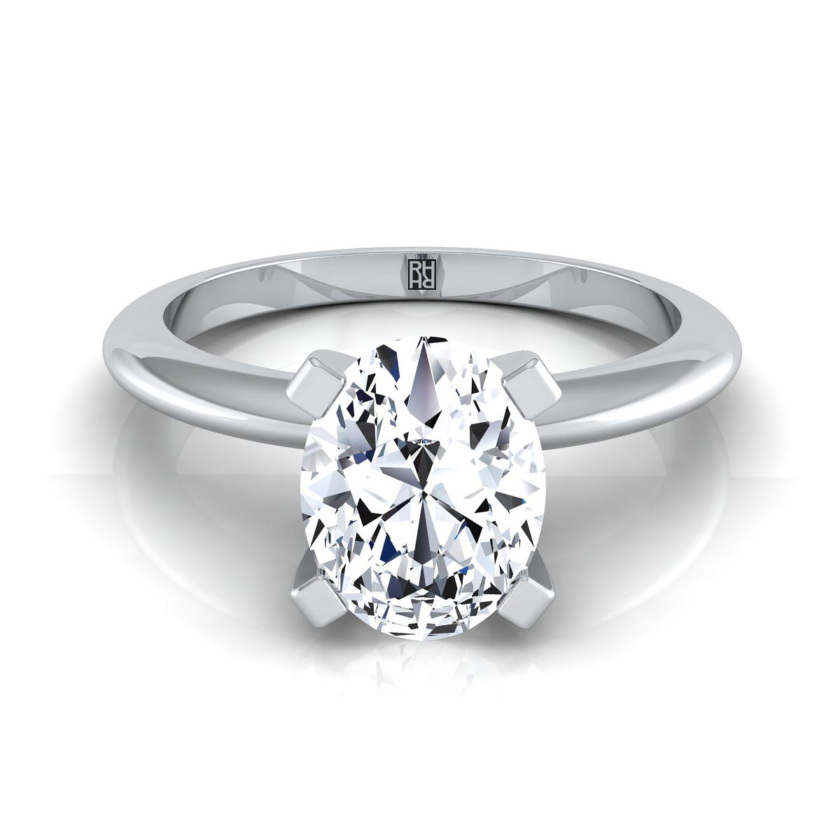 Platinum Oval  Classic Low Base Solitaire Engagement Ring