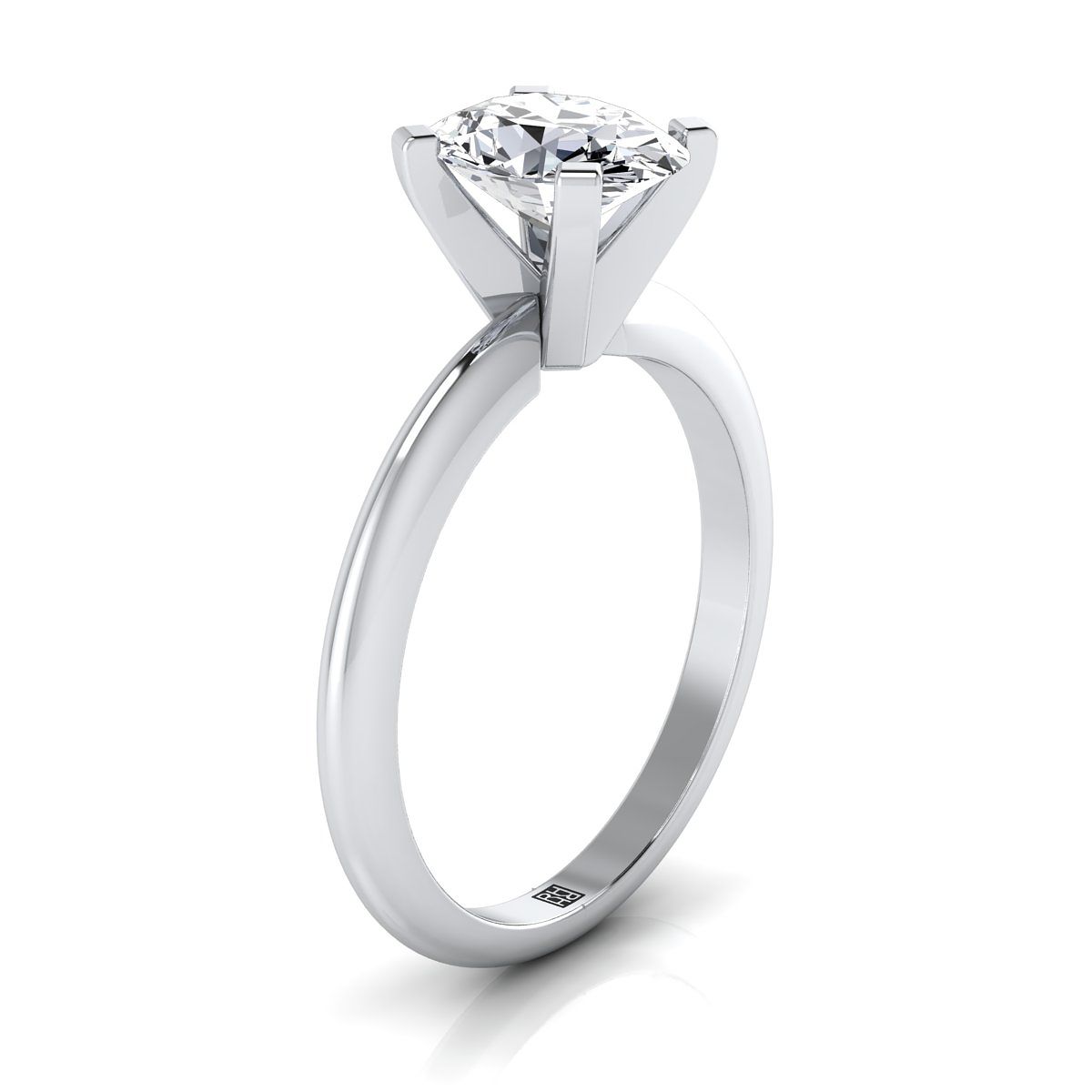 Platinum Oval  Classic Low Base Solitaire Engagement Ring