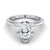 แหวนหมั้นเพชร 18K White Gold Pear Shape Center Classic Low Base Solitaire