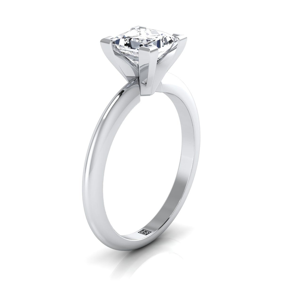 แหวนหมั้นเพชรไวท์โกลด์ 18K Princess Cut Classic Low Base Solitaire