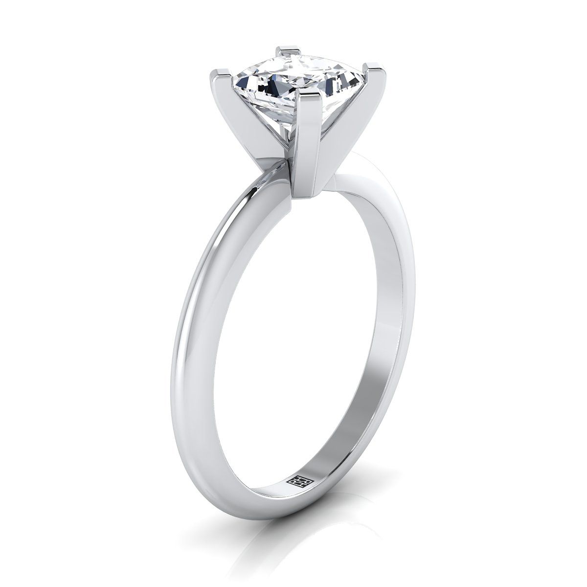 แหวนหมั้นเพชรไวท์โกลด์ 18K Princess Cut Classic Low Base Solitaire