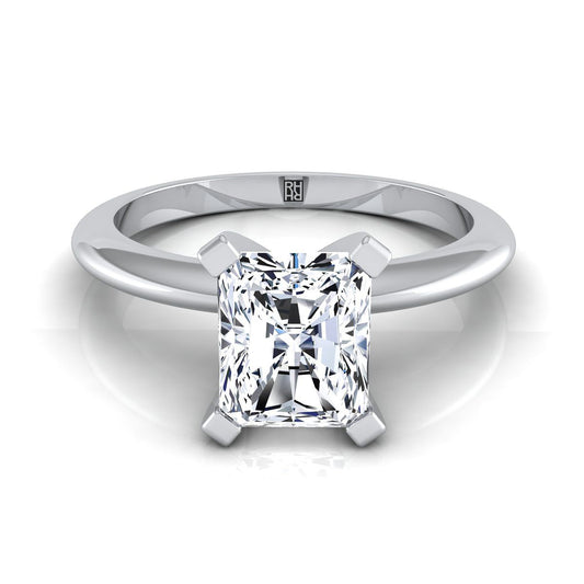 แหวนหมั้นเพชร 14K White Gold Radiant Cut Center Classic Low Base Solitaire