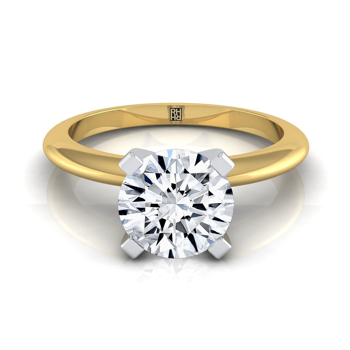 18K Yellow Gold Round Brilliant  Classic Low Base Solitaire Engagement Ring