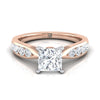 แหวนหมั้นเพชรทรง Princess Cut 14K Rose Gold ขนาด 3/8 กะรัต