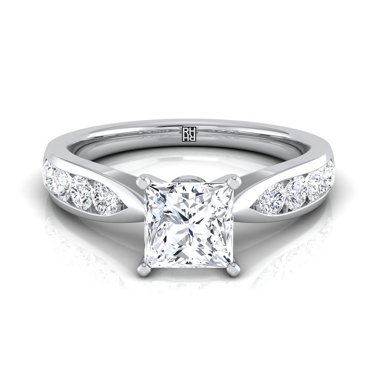 Platinum Princess Cut Pinched Channel Diamond Channel Engagement Ring -3/8ctw