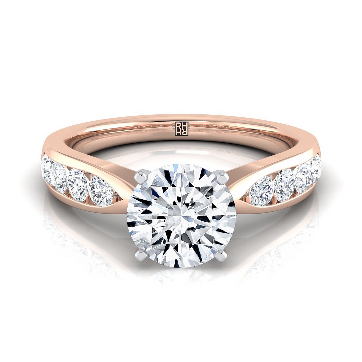 แหวนหมั้นเพชร 14K Rose Gold Round Brilliant Channel Diamond -3/8ctw