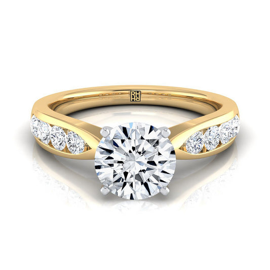 แหวนหมั้นเพชร 14K Yellow Gold Round Brilliant Channel Diamond -3/8ctw