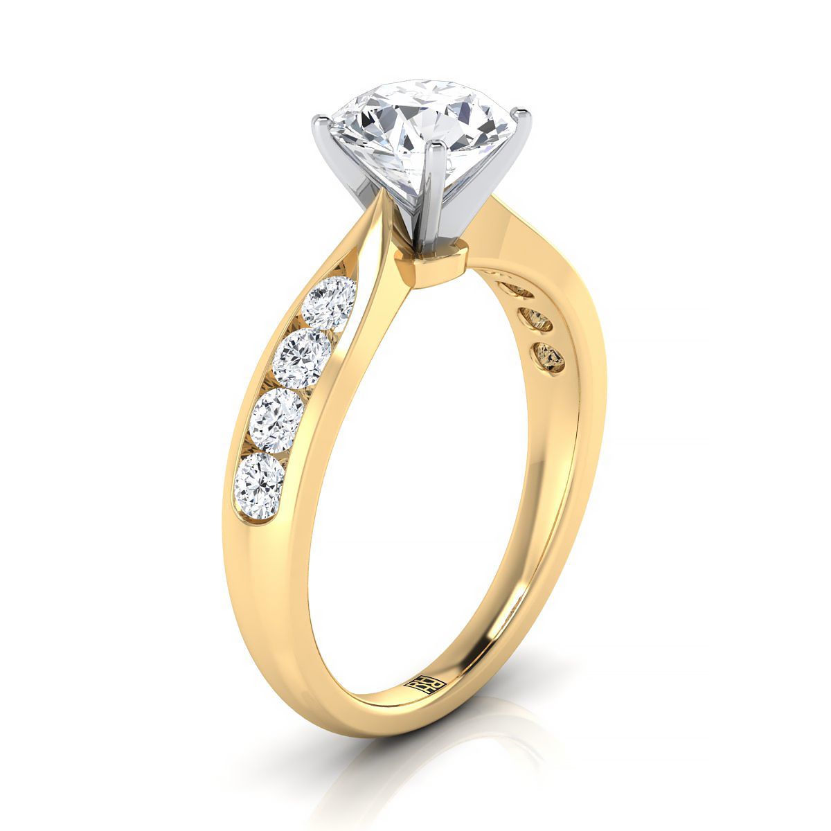 แหวนหมั้นเพชร 14K Yellow Gold Round Brilliant Channel Diamond -3/8ctw