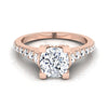 แหวนหมั้นเพชร 14K Rose Gold Cushion Pave Prong -1/2ctw