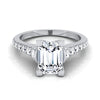 แหวนหมั้นเพชร 14K White Gold Emerald Cut Pave Prong -1/2ctw