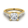 แหวนหมั้นเพชร 18K Yellow Gold Princess Cut Pave Prong -1/2ctw