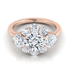 แหวนหมั้นเพชร 14K Rose Gold Round Brilliant Modern Three Stone Blossom -1-3/4ctw