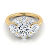 แหวนหมั้นเพชร 14K Yellow Gold Round Brilliant Modern Three Stone Blossom -1-3/4ctw