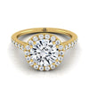 14K Yellow Gold Round Brilliant Diamond แนวนอนแฟนซี East West Halo แหวนหมั้น -1/2ctw