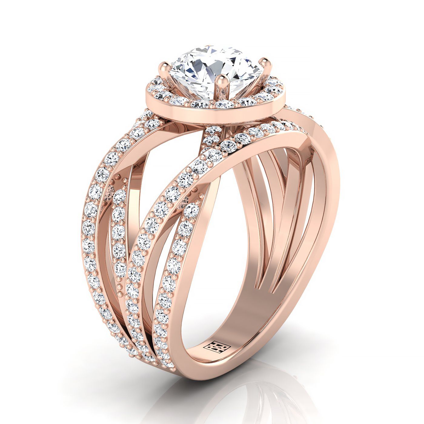 Double fashion band engagement ring rose gold