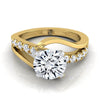 18K Yellow Gold Round Brilliant Unique Bypass Diamond Pave Swirl Engagement Ring -3/8ctw