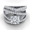 แหวนหมั้นเพชร 14K White Gold Round Brilliant Custom Diamond Row -7/8ctw