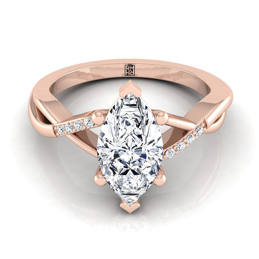 แหวนหมั้นเพชร Marquise 14K Rose Gold Criss Cross Twist