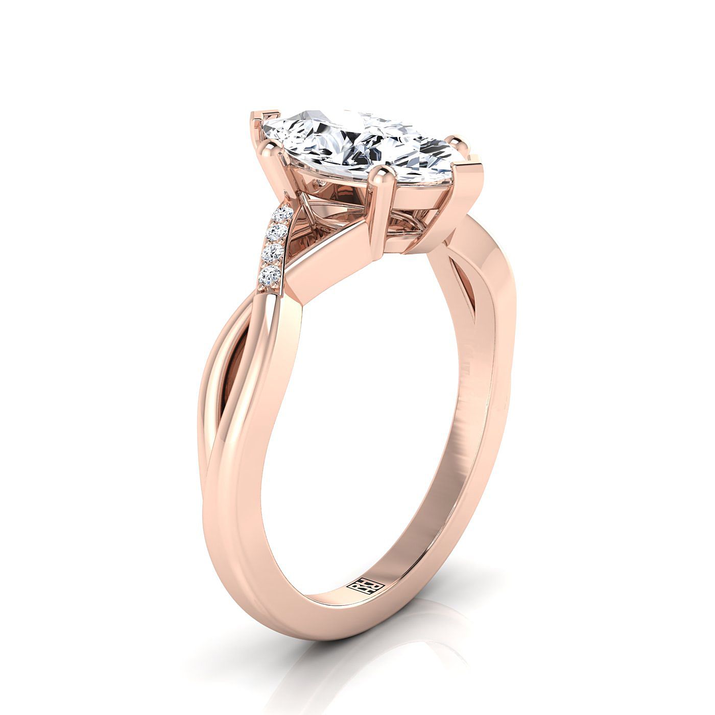 แหวนหมั้นเพชร Marquise 14K Rose Gold Criss Cross Twist