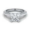 แหวนหมั้นเพชร Micropave ประดับเพชร Princess Cut -1/5ctw