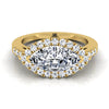 14K Yellow Gold Marquise Diamond แฟนซี East West Halo Engagement Ring -1/3ctw