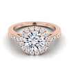 14K Rose Gold Round Brilliant Diamond แนวนอนแฟนซี East West Halo แหวนหมั้น -1/3ctw