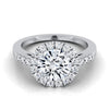 18K White Gold Round Brilliant Diamond แนวนอนแฟนซี East West Halo แหวนหมั้น -1/3ctw