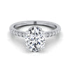 Platinum Oval Diamond Secret Diamond Halo French Pave Solitaire แหวนหมั้น -1/3ctw