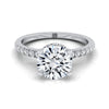 18K White Gold Round Brilliant Diamond Secret Diamond Halo French Pave Solitaire Engagement Ring -1/3ctw