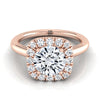 14K Rose Gold Round Brilliant Diamond Sophisticated and Simple Halo on a High Polished Engagement Ring -1/4ctw