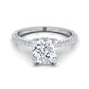 Platinum Cushion Diamond Encrusted Claws and Triple Pave Engagement Ring -1/2ctw