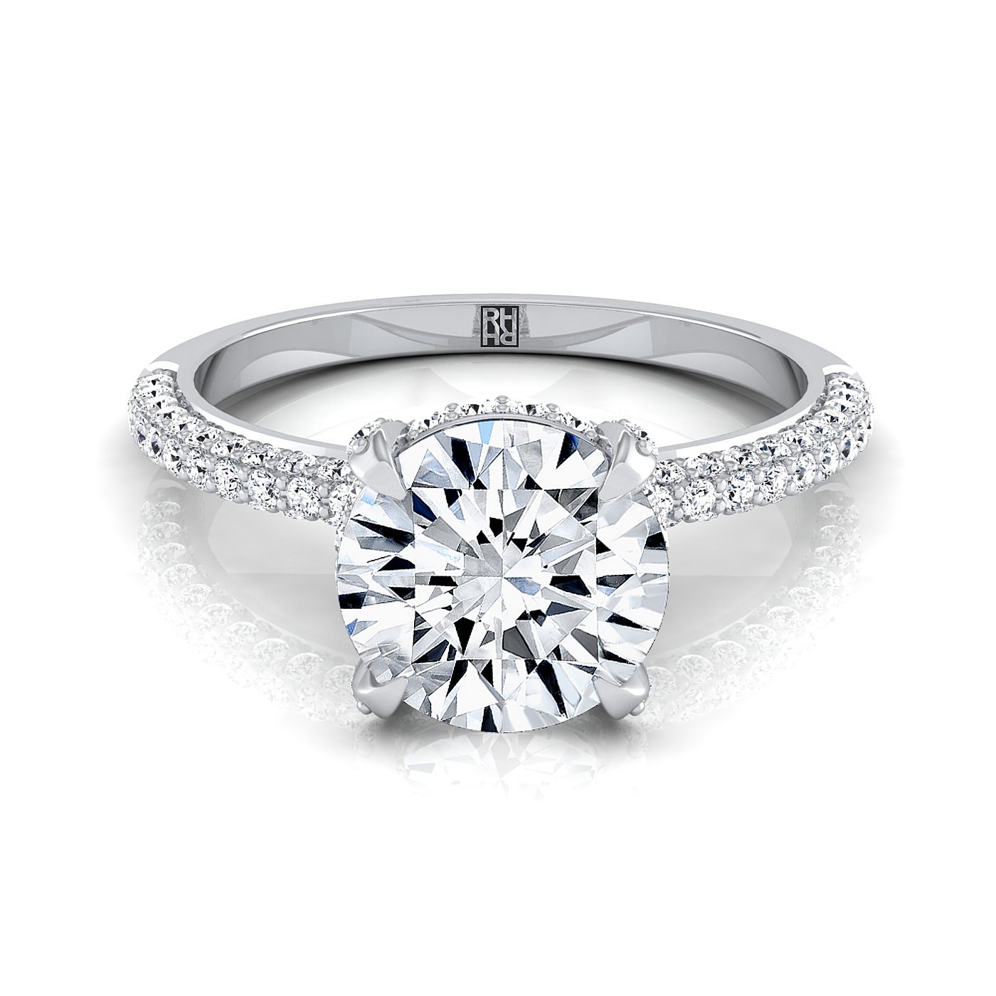 Triple pave engagement ring hotsell