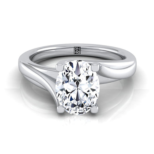 Platinum Oval  Twisted Bypass Solitaire Engagement Ring