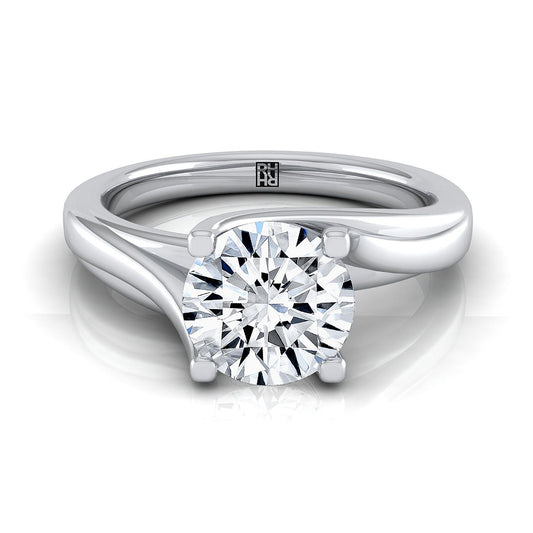 Platinum Round Brilliant  Twisted Bypass Solitaire Engagement Ring