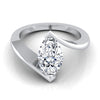 14K White Gold Marquise   Half Bezel Twist Tension Set Solitaire Engagement Ring