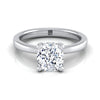 18K White Gold Cushion Diamond ประดับกรงเล็บและแหวนหมั้น Halo Solitaire ลับ -1/10ctw