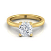 18K สีเหลืองทองเบาะเพชรประดับกรงเล็บและแหวนหมั้น Halo Solitaire ลับ -1/10ctw