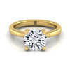 14K Yellow Gold Round Brilliant Diamond Adorned Claws and Secret Halo Solitaire Engagement Ring -1/10ctw