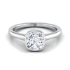 แหวนหมั้นเพชรสีขาวทอง 14K Cushion Simple Bezel Solitaire