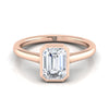 แหวนหมั้น Solitaire แบบฝาเรียบทรงมรกต โรสโกลด์ 14K