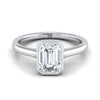 แหวนหมั้นเพชร 14K White Gold Emerald Cut Simple Bezel Solitaire