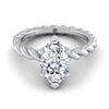 18K White Gold Marquise   Twisted Rope Braid Solitaire Band