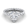 Platinum Pear Shape Center  Twisted Rope Braid Solitaire Band