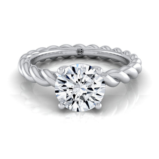 Platinum Round Brilliant  Twisted Rope Braid Solitaire Band