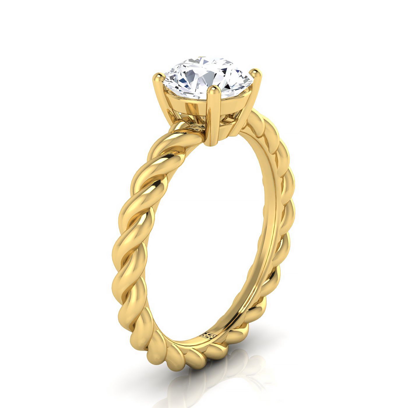 14K Yellow Gold ห่วงกลมถักเปียโซลิแทร์ประกายแวววาว