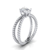 แหวนหมั้นแพลทินัมคุชชั่น Criss Cross Twisted Rope Solitaire