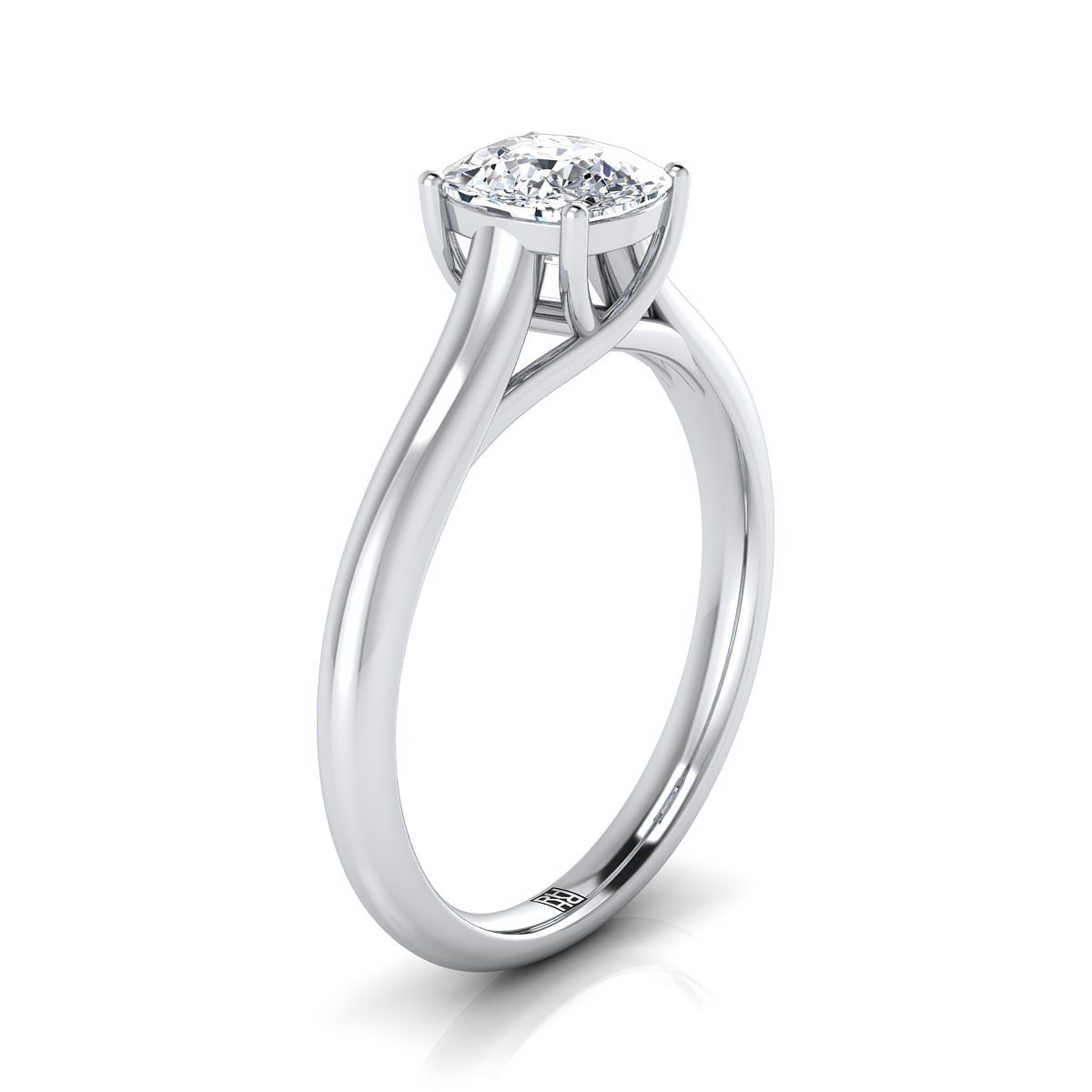 แหวนชูชีพไวท์โกลด์ 18K ทรงโค้งมน Classic Comfort Fit Solitaire