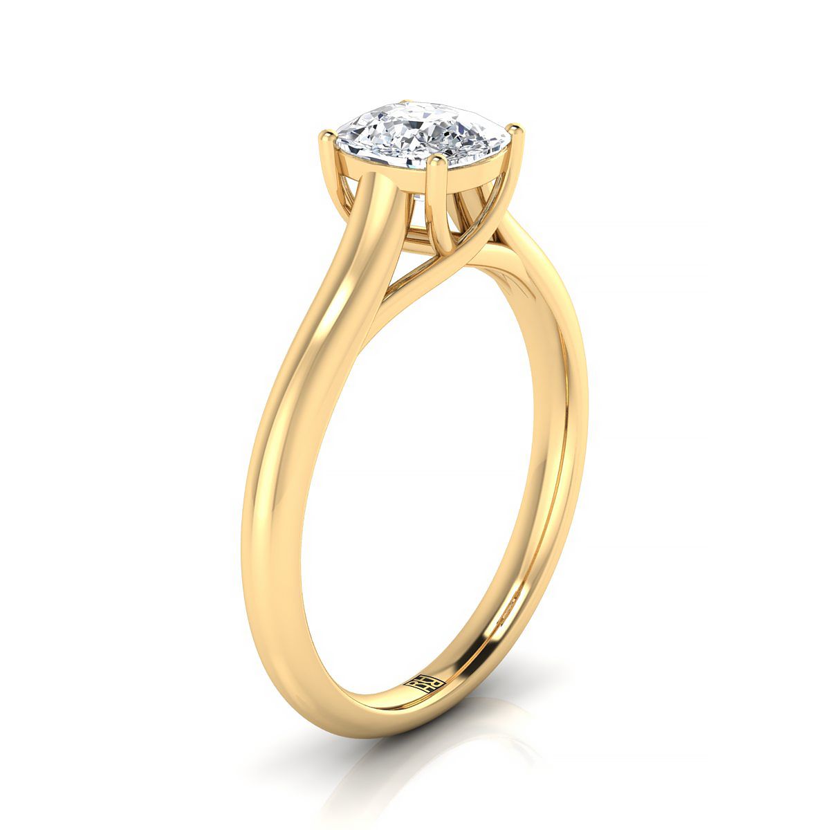 แหวนชูชีพเยลโลว์โกลด์ 18K ทรงโค้งมน Classic Comfort Fit Solitaire