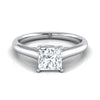 14K White Gold Princess Cut Rounded Classic Comfort Fit Solitaire Ring